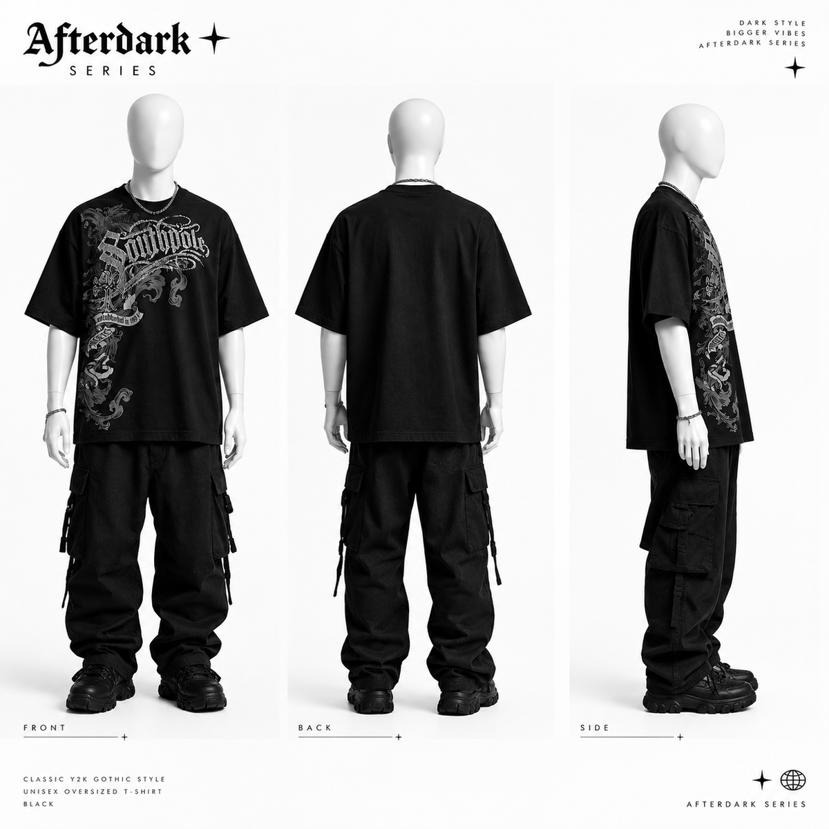 Afterdark Series-Black Oversized Tee