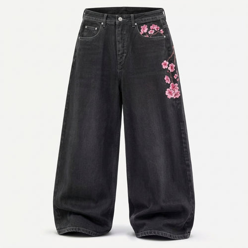 Men's Baggy Wide Leg Jeans, Cherry Blossom