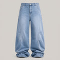 Men Light Wash Baggy Wide Leg Jeans