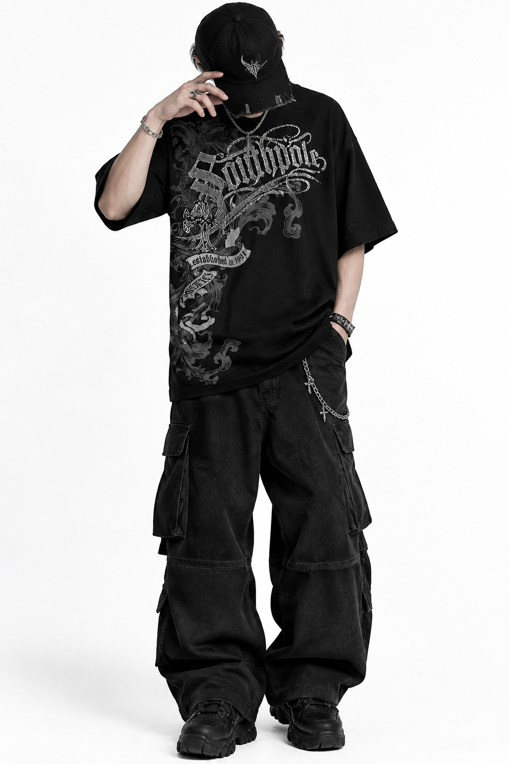 Afterdark Series-Black Oversized Tee